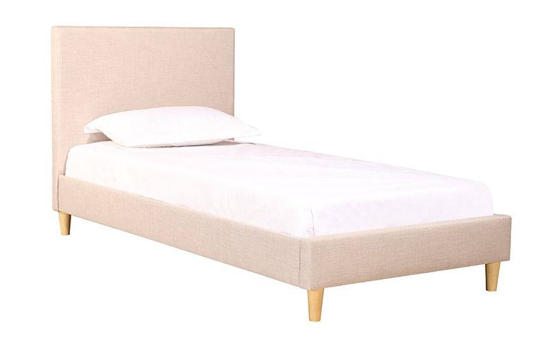Rio Upholstered Bed Frame With Wooden Legs In Grey Colour