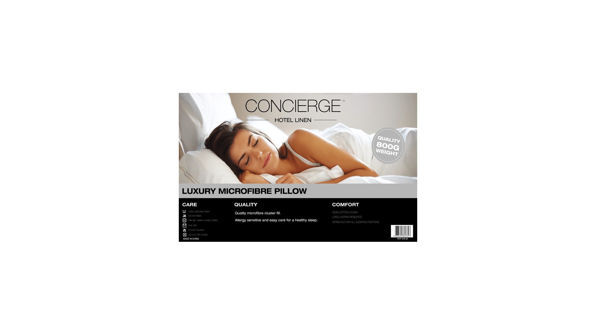 Concierge Hotel Linen Luxury Microfibre 800gsm Pillow