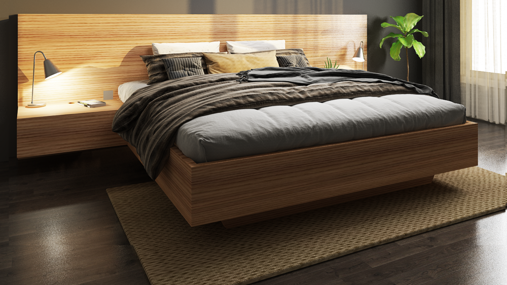 Ledge Custom Timber Platform Bed Frame, Wooden Victorian Headboard Design Modern Style Queen