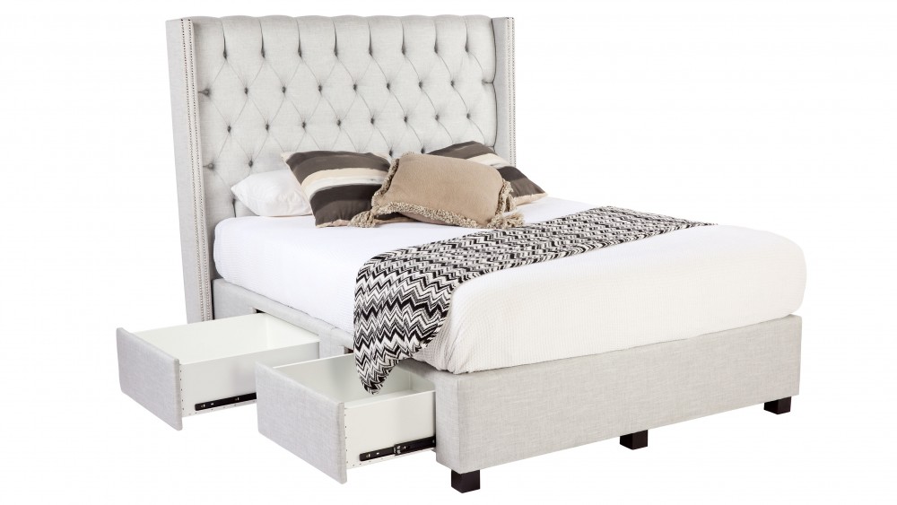 Mille Upholstered Bed Frame With, Upholstered King Bed Base With Drawers