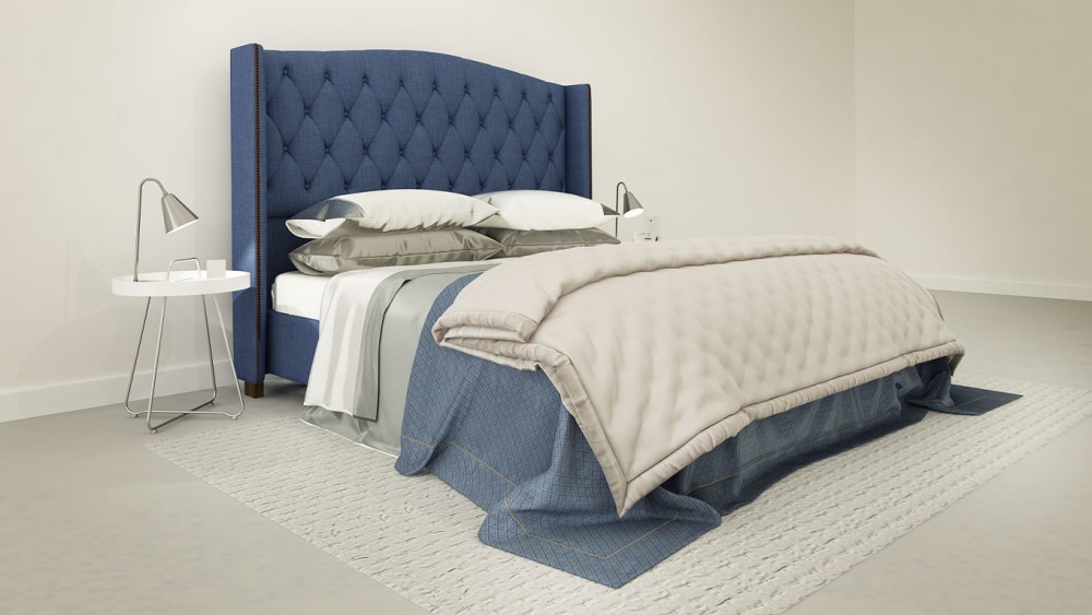 Newport Custom Fabric Bed Frame With, Upholstered Headboard Bed With Storage