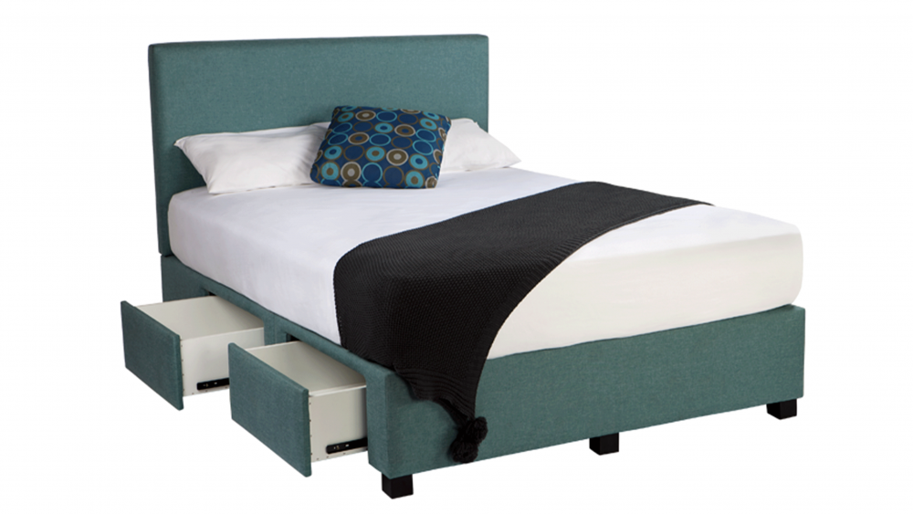 New York Custom Upholstered Bed Frame, Double Full Size Bed Frame Base Mattress With Storage Drawer Fabric