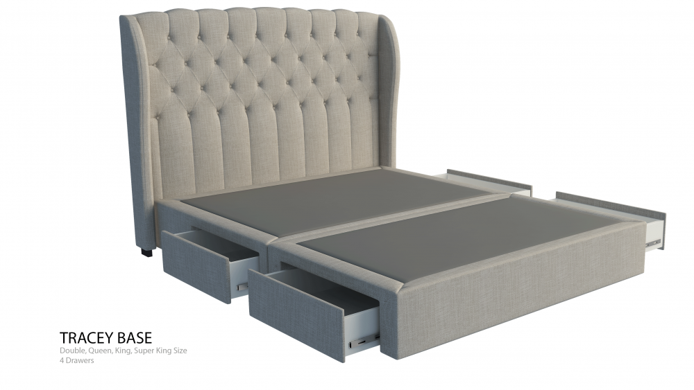 Cau Custom Fabric Bed Frame With Choice Of Storage Base Rick Style Tracey 4 Drawers Cau Custom Fabric Bed Frame With, King Size Upholstered Bed Frame With Storage