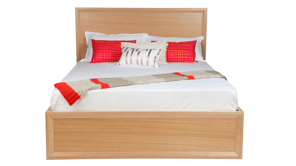 Timber double on sale bed with storage