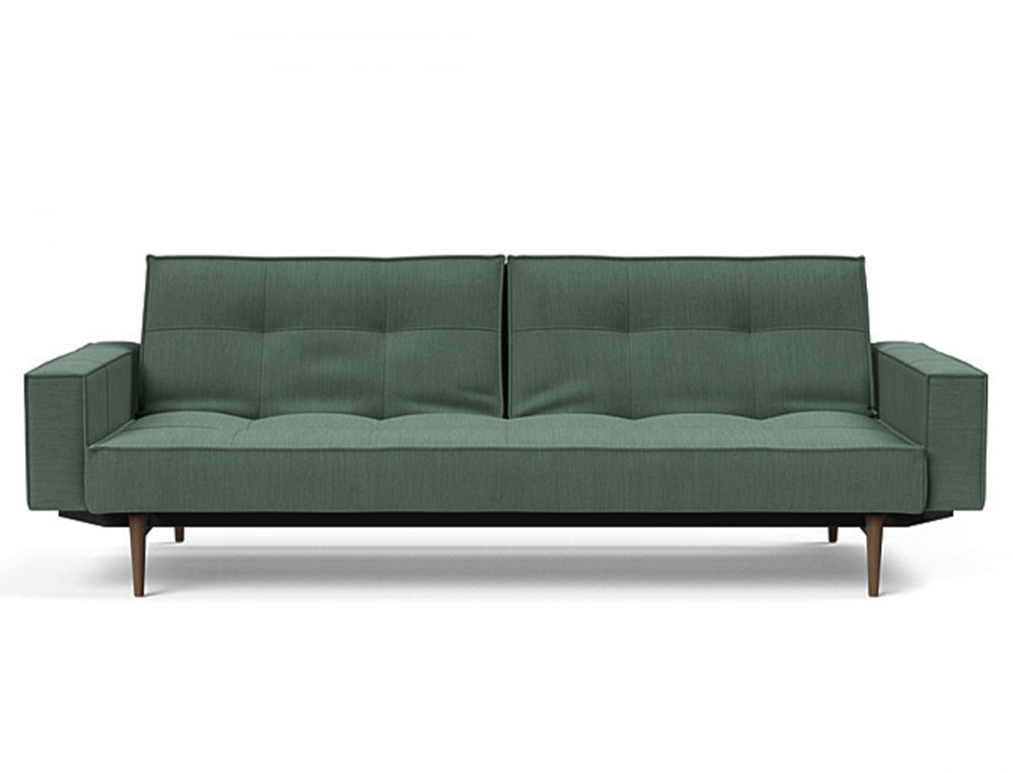 Splitback King Single Sofa Bed with Fabric Arms with Dark Styletto Legs Innovation Living