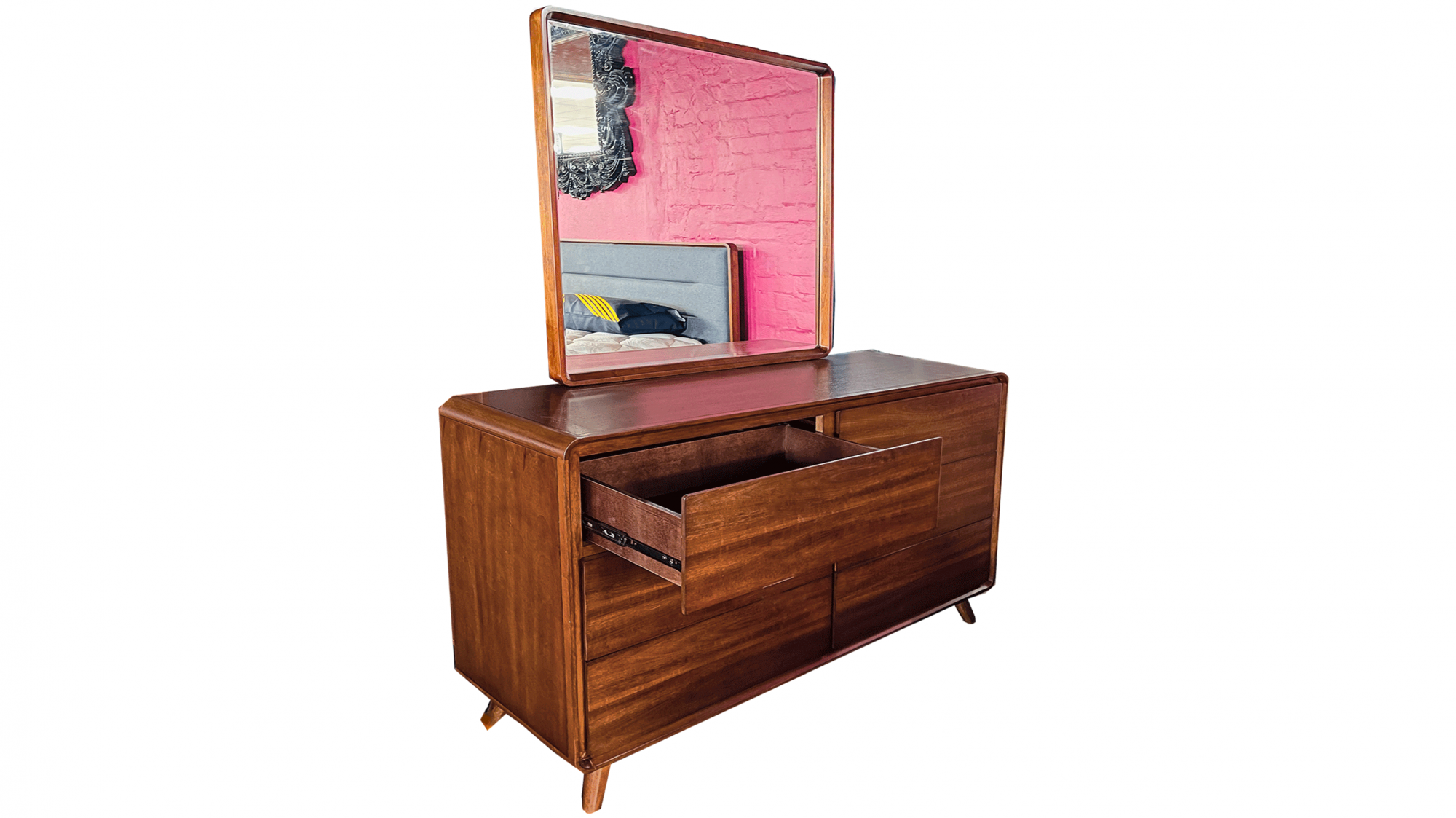 Timber dresser clearance with mirror