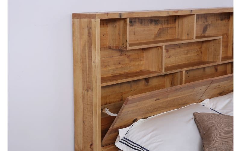 Frobe Timber Bookshelf Bed Frame, Queen Bed Frame With Headboard Shelves