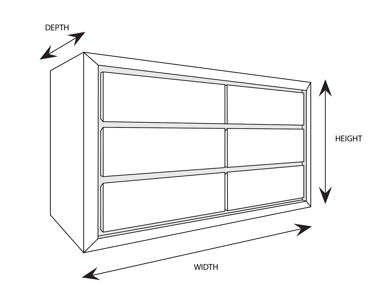 Astor 6 Drawer Dimensional Drawing