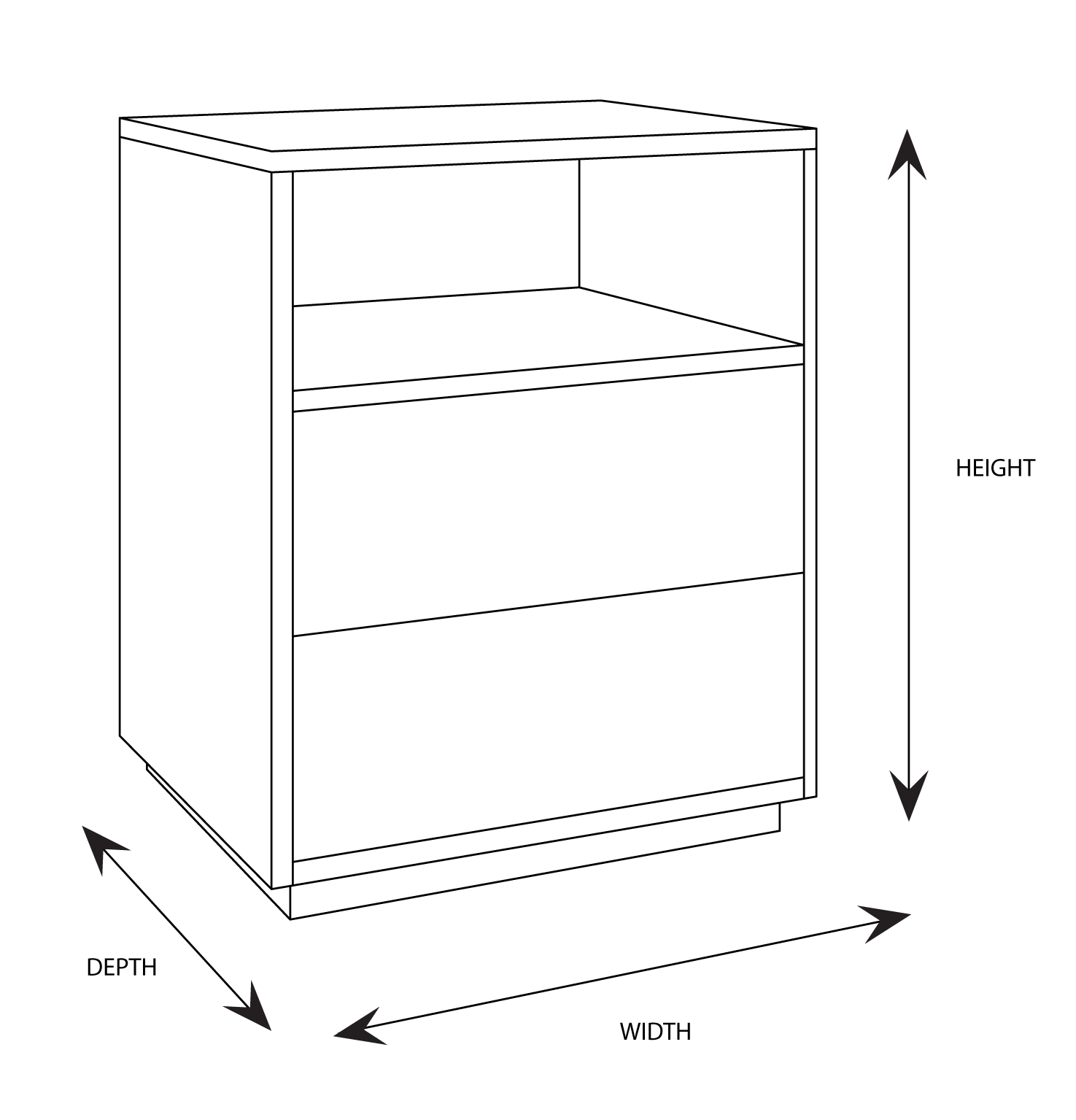 Bari Bedside Table Dimensional Drawing