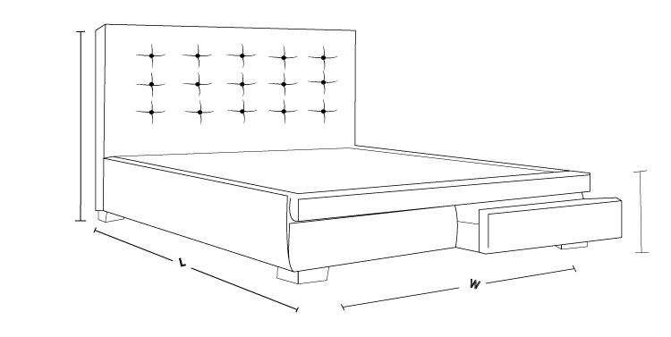 Check that Bronte 2 Drawer Bed Frame Dimension Drawing To Measure the Size!