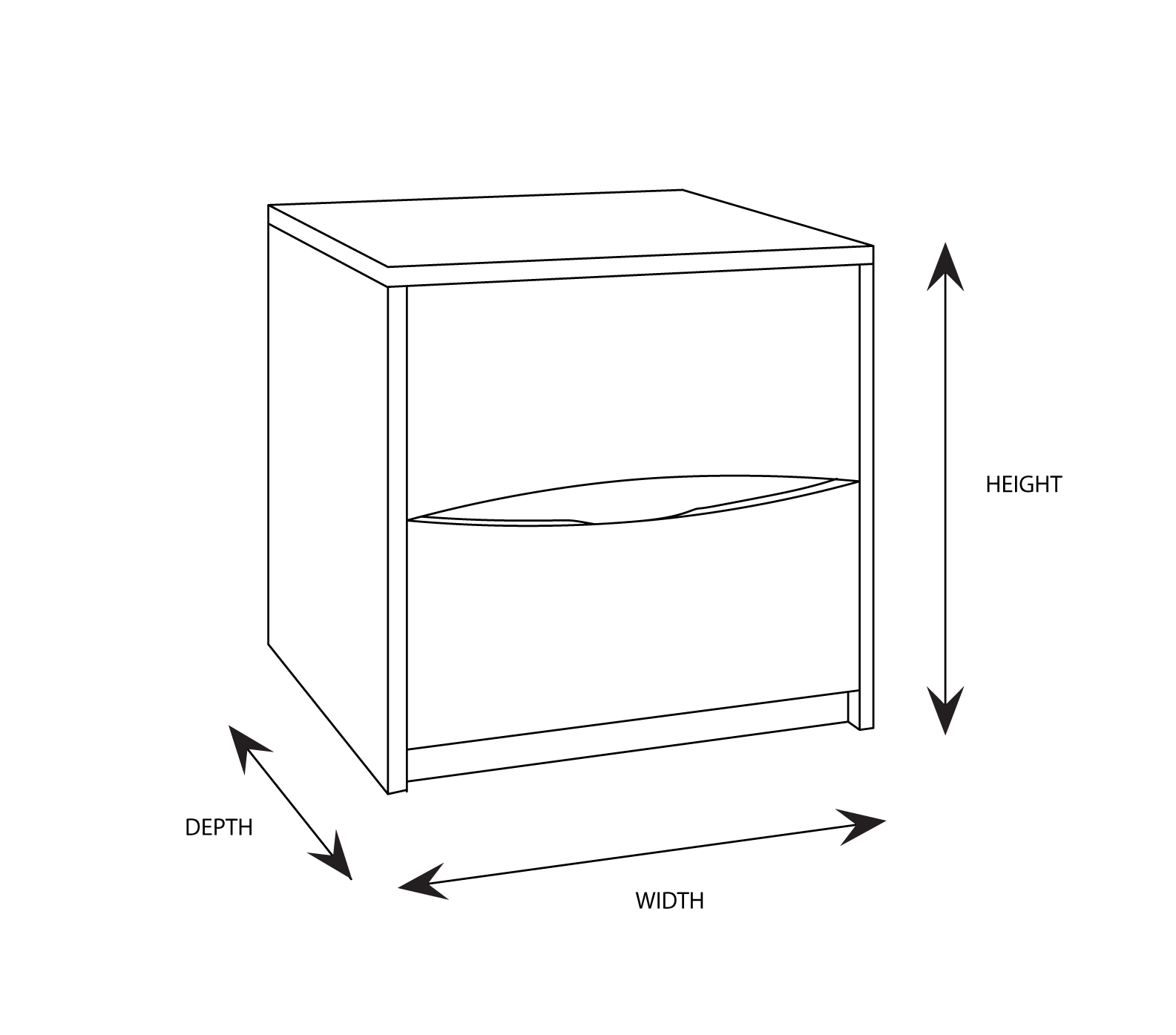 California Bedside Dimensional Drawing