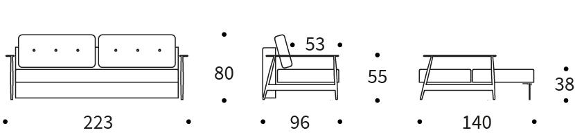 Bedworks Sofa Beds - Una Deluxe Double Sofa Bed with Oak Frej Legs