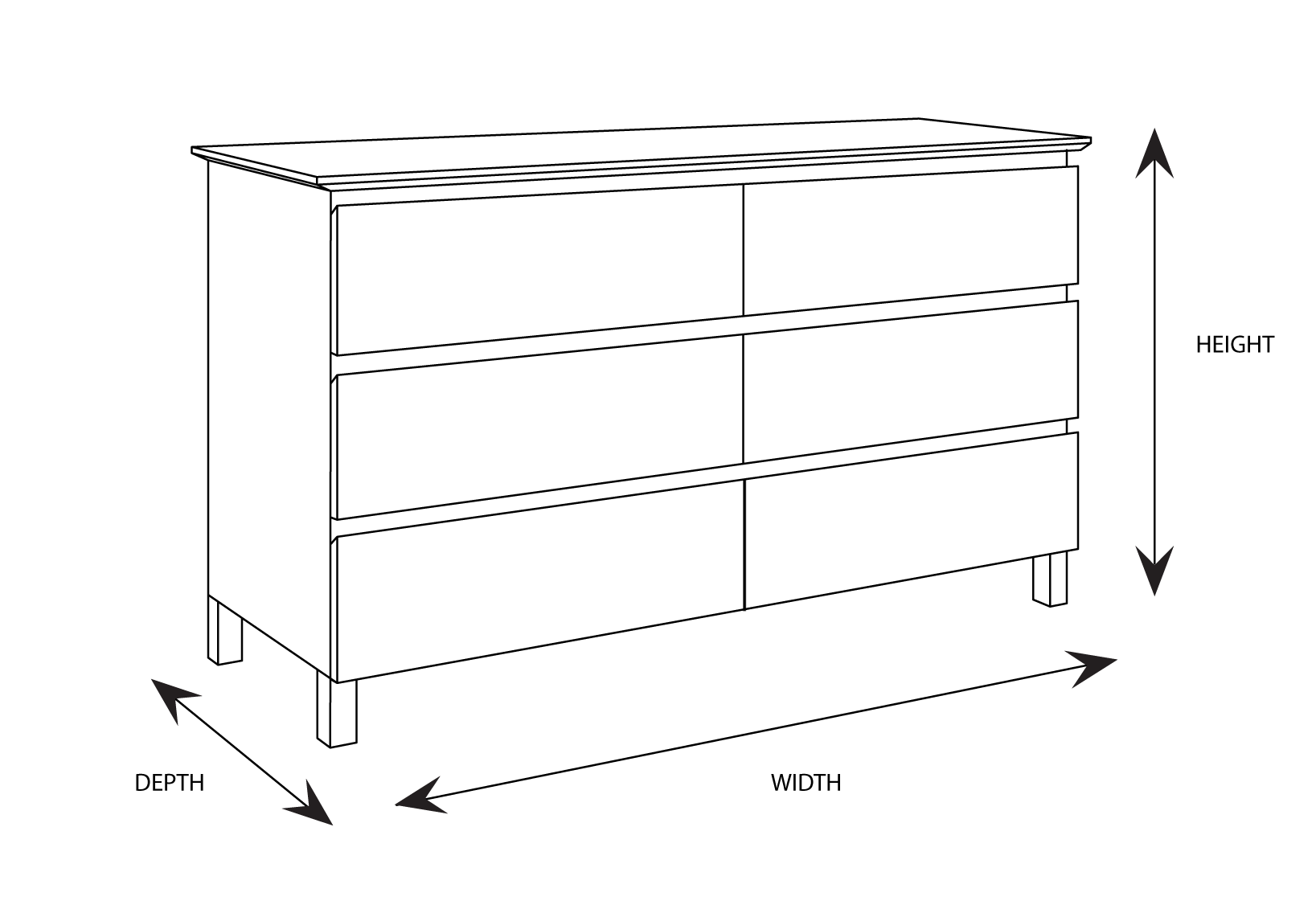 Felicia Custom Timber 6 Drawer Dresser