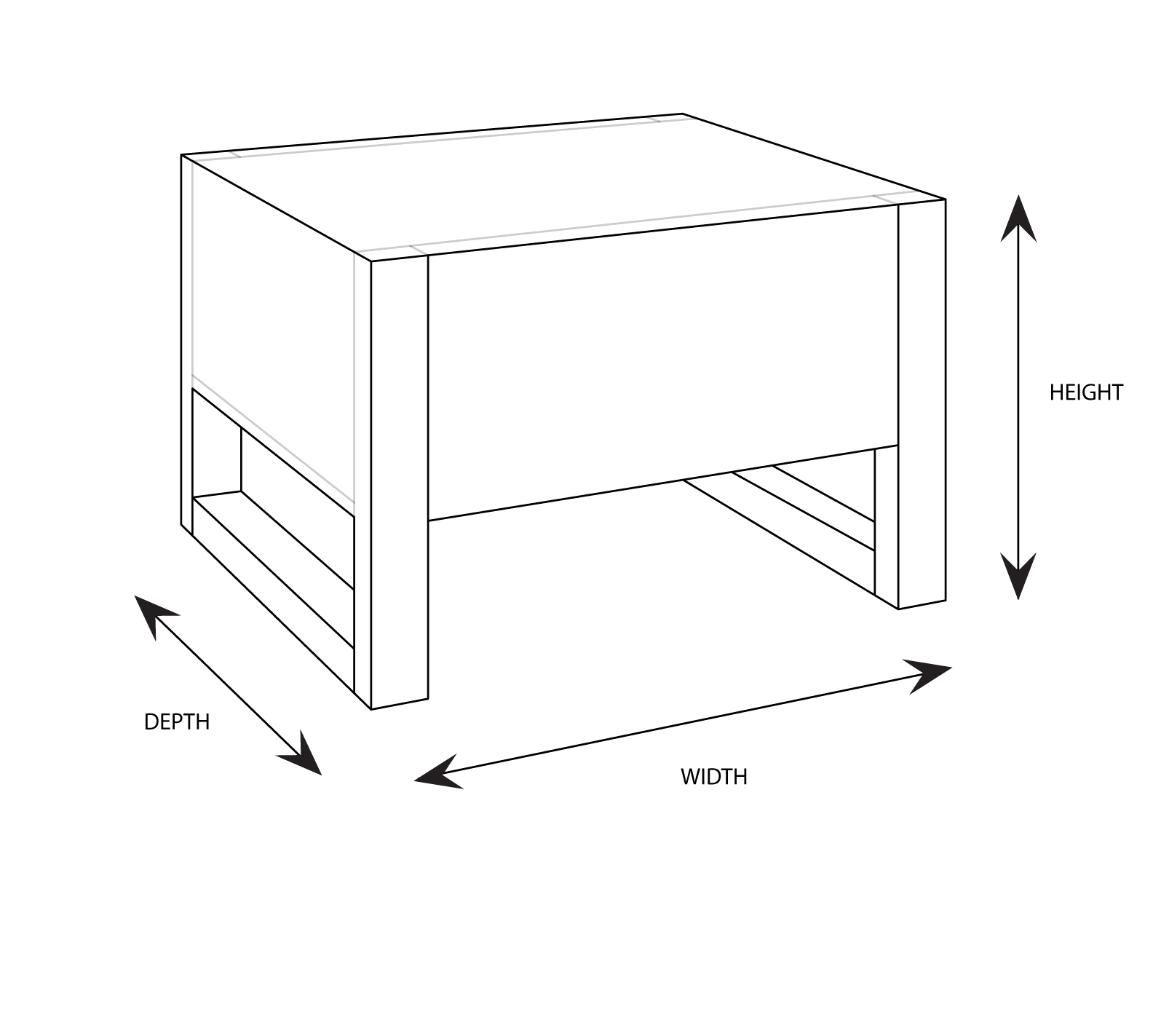 Jervis Bedside Table Dimensional Drawing