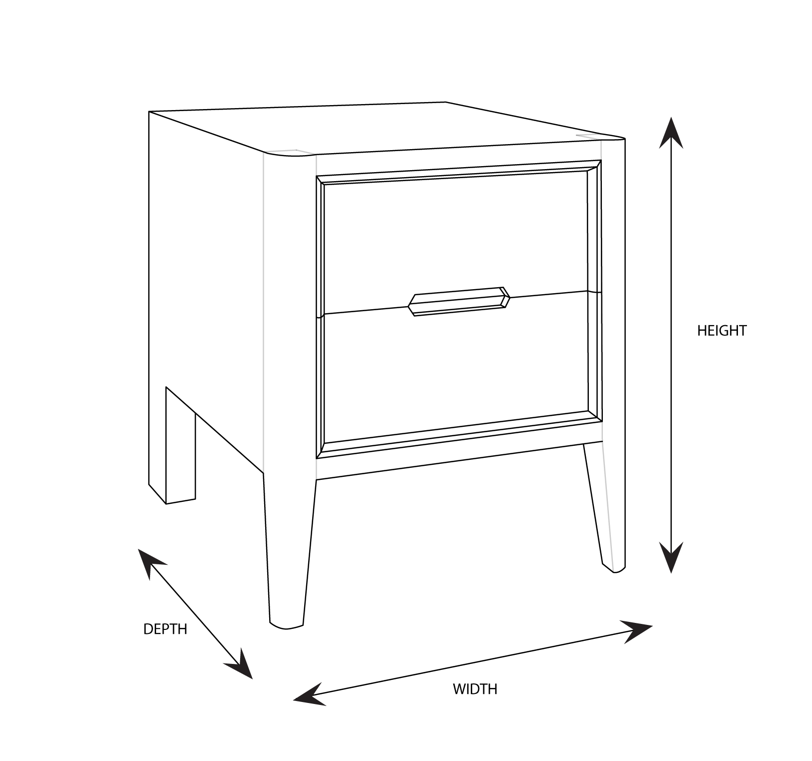 Miami Bedside Dimensional Drawing