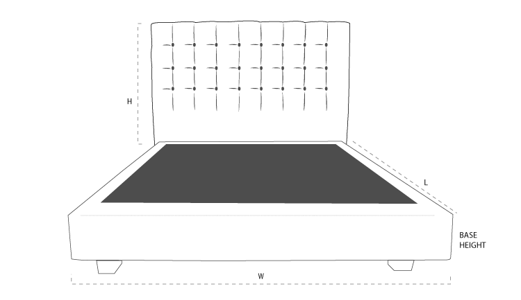 Newington Custom Upholstered Bed Head dimension drawing