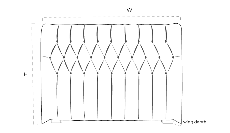 Sorrento Custom Upholstered Bed Head dimension drawing