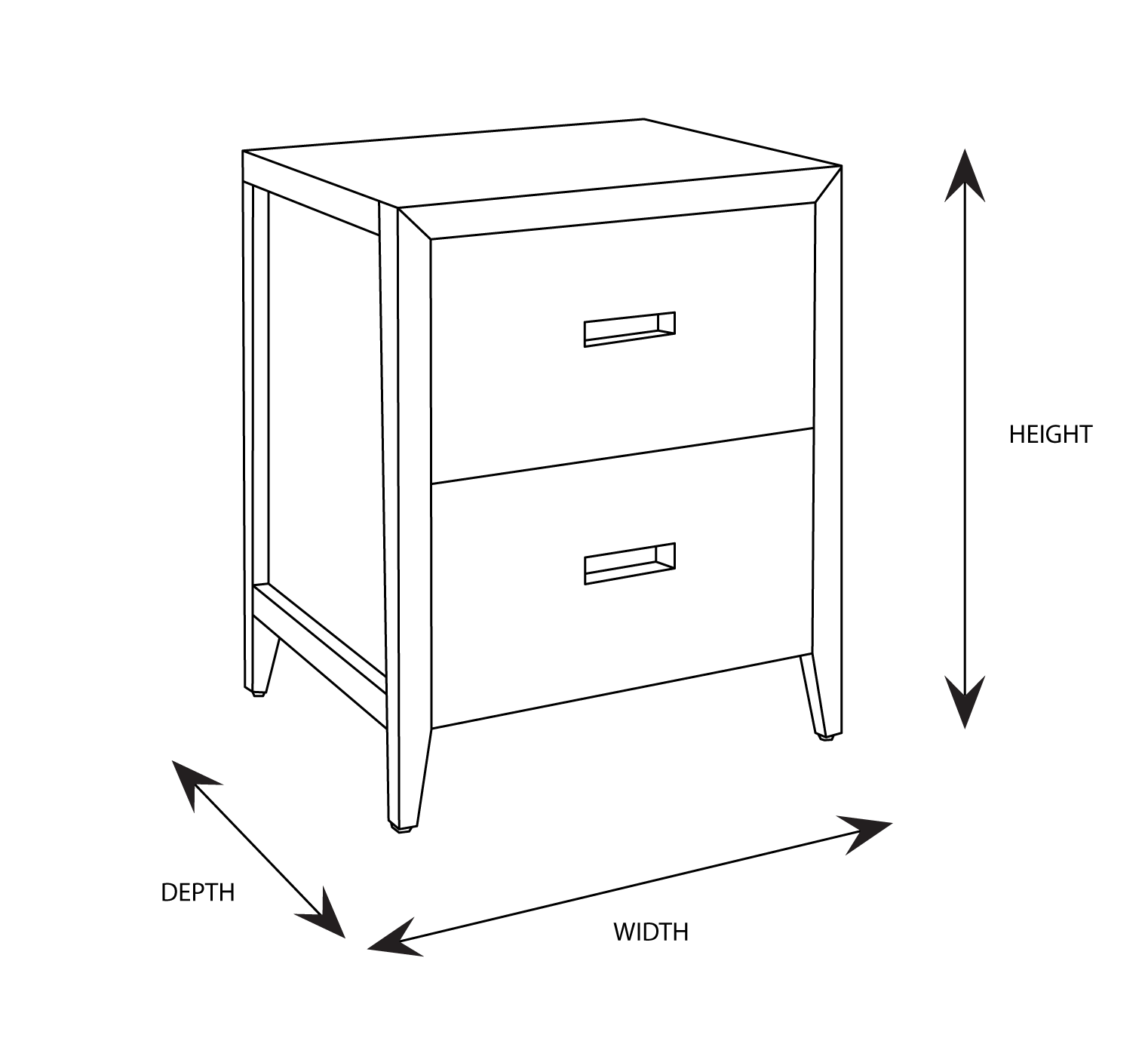 Oxford Bedside Dimensional Drawing