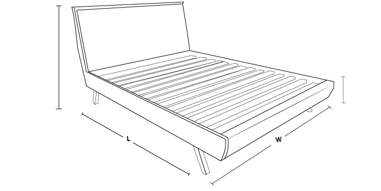 Check out the dimension drawing of Royal Custom Bed with Choice of Bases !