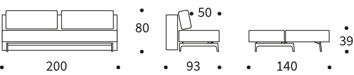 Trym Sleek Double Sofa Bed size