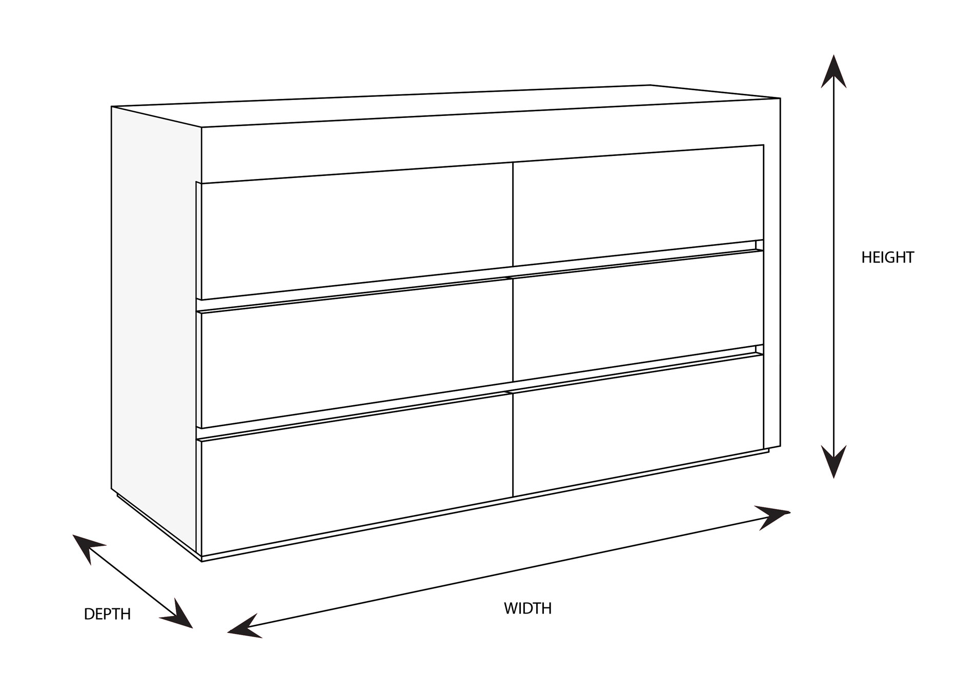 Vanessa 6 Drawer Dimensional Drawing