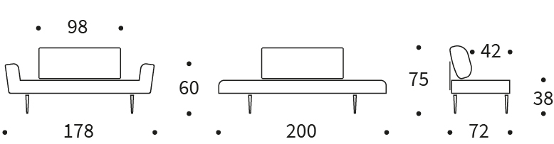 Zeal daybed dimensional drawing