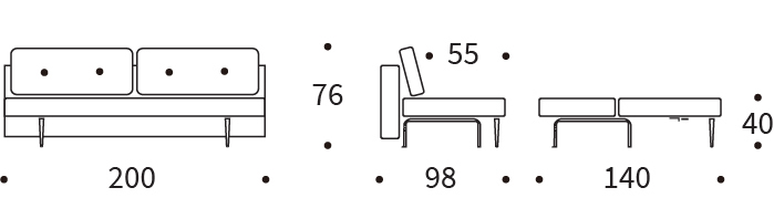 Bedworks Sofa Beds - Recast Double Sofa Bed without Arms Dimensions Bedworks Sofa Beds - Recast Double Sofa Bed without Arms