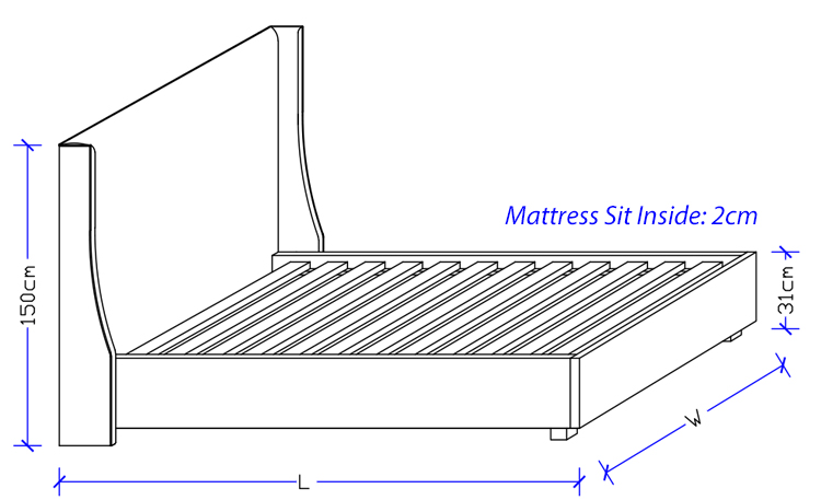 Straight Wing Upholstered Bed Frame Design Straight Wing Upholstered Bed Frame - Custom Made Bed