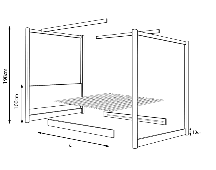 four poster bed frame drawing