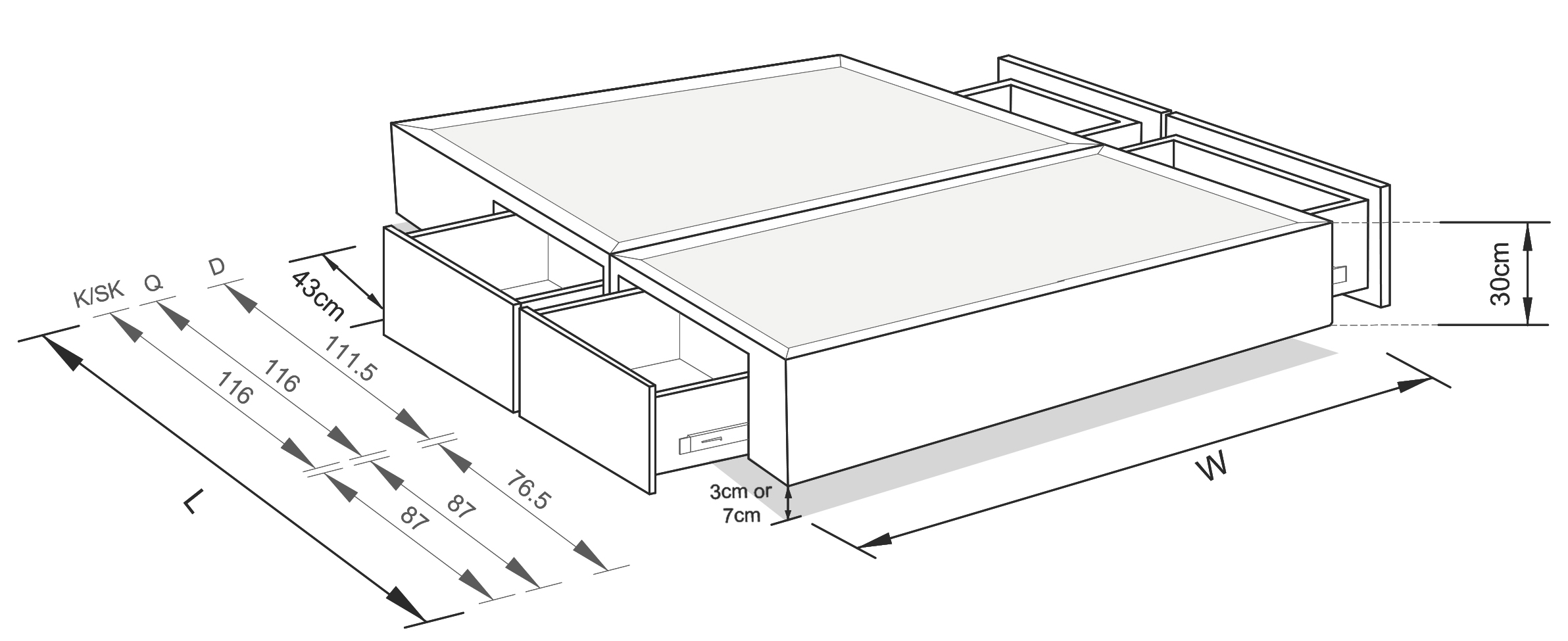 Tracey 4 Drawers Ensemble Bed Base - Australian Made