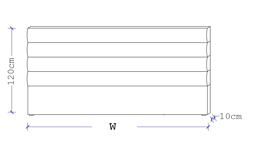 Panelled Wide Upholstered Bed Head - Dimensions