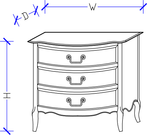 Cynthia 3 Drawers Bedside Drawing