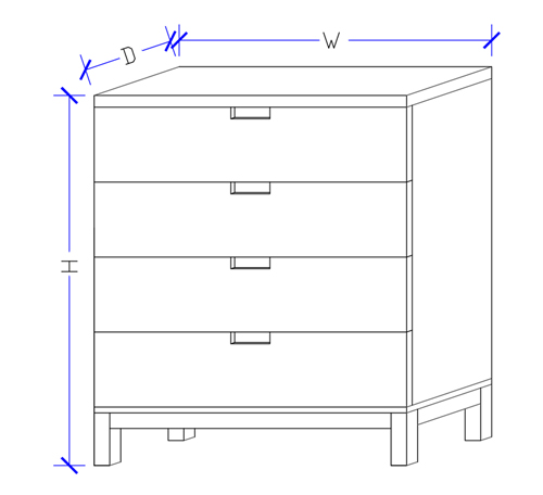 Hand Made Tallboy 4 Drawers