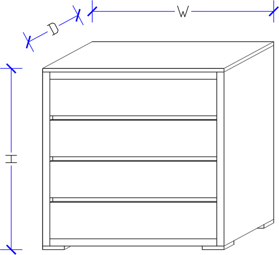 Hand Made Tall Boy 4 Drawers 