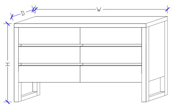 Custom Made Dresser 6 Drawers 