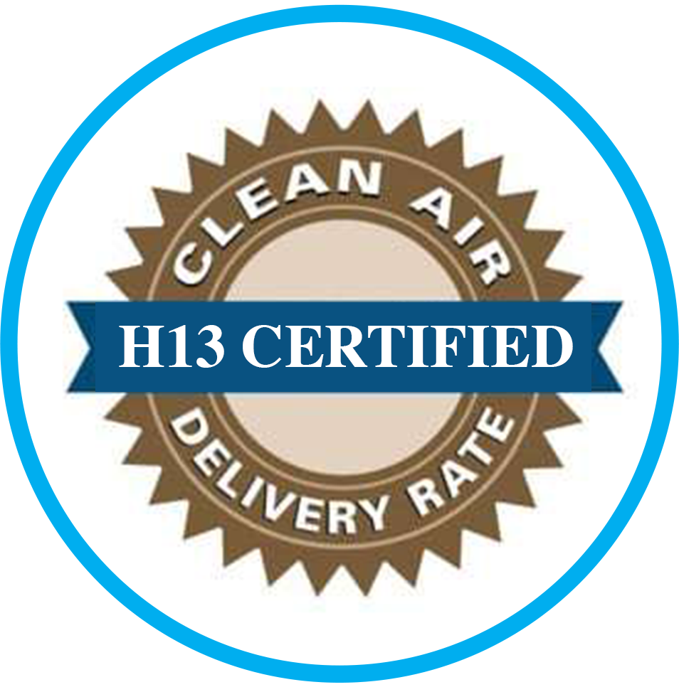 Hospital-grade H13 Certified Hospital-grade H13 Certified This air purifier comes with Hospital-grade H13 certification which confirms H13 level of purification. This high level of purification removes 99.97% of airborne pollutants, allergens, viruses and bacteria as small as 0.3 microns.